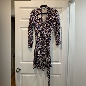 Diane Von Furstenberg Black/Blue/Red/White Wrap Dress